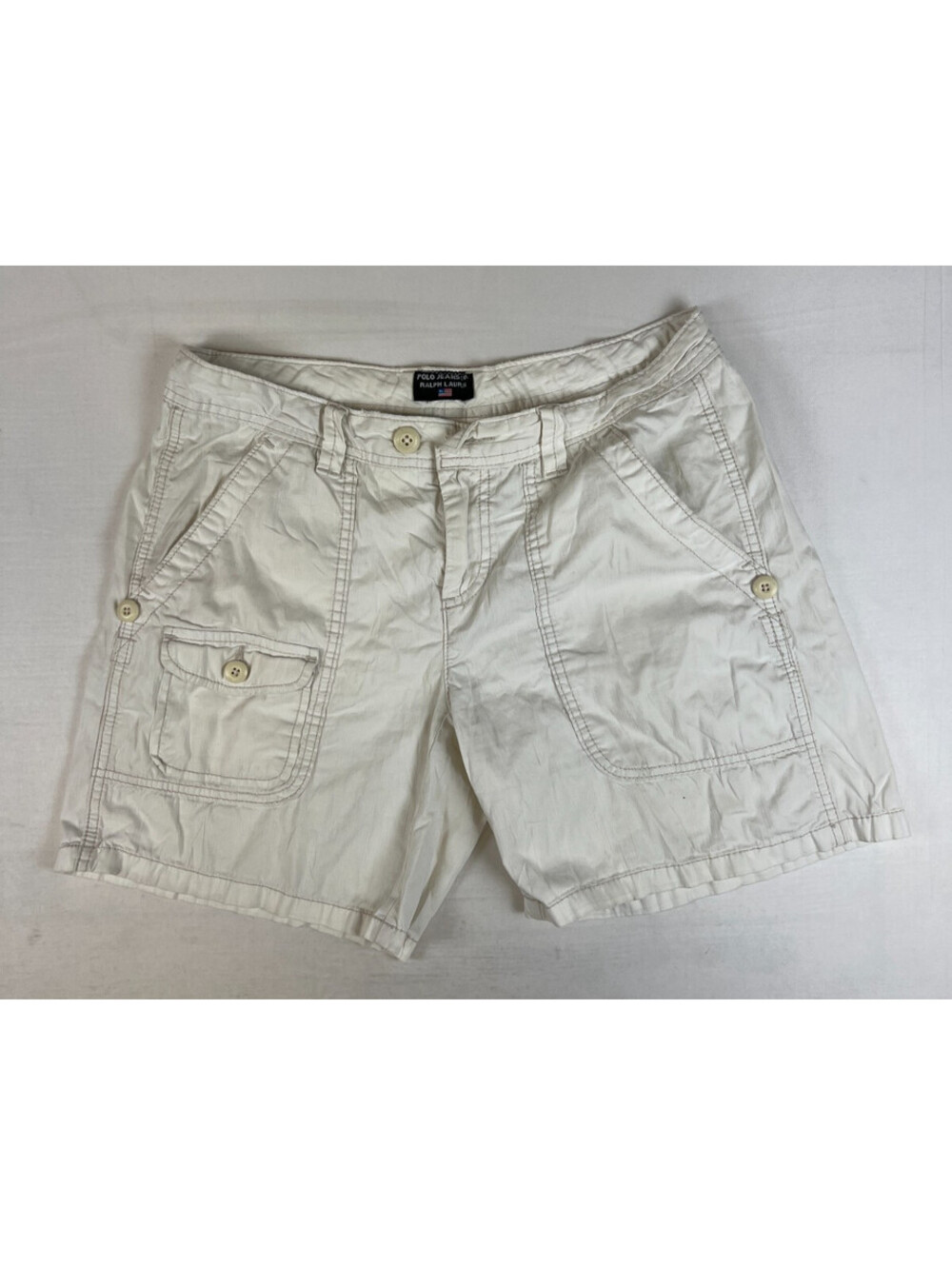 Polo Jeans Co. Ralph Lauren Women Size 6 White Cotton Cargo Utility Shorts